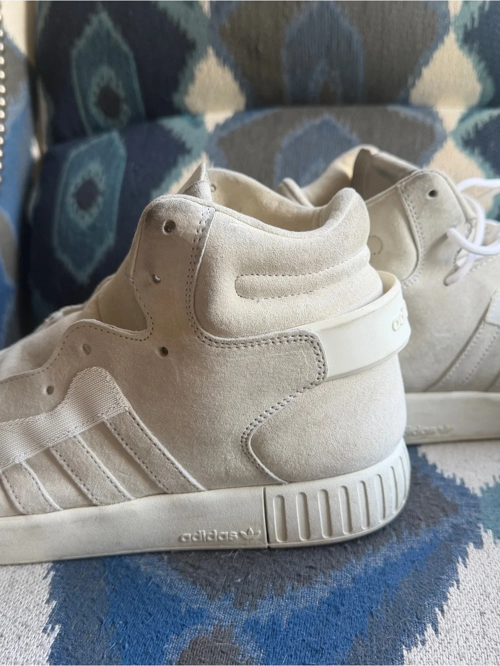 adidas Men’s Beige/Off-White High-Top Suede Sneakers
